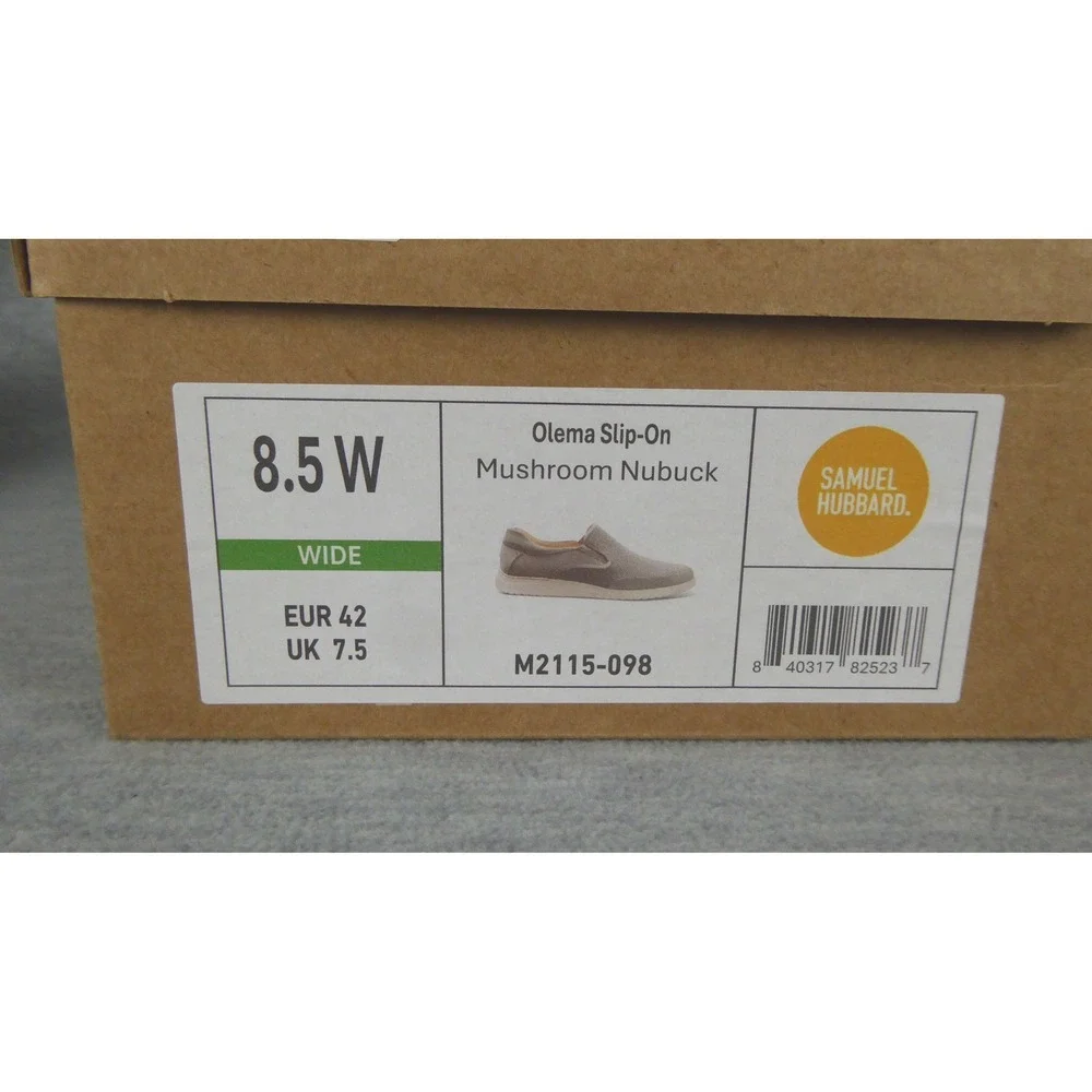 Samuel Hubbard Olema Slip-On Loafers Mens 8.5 W Gray Mushroom Nubuck Leather